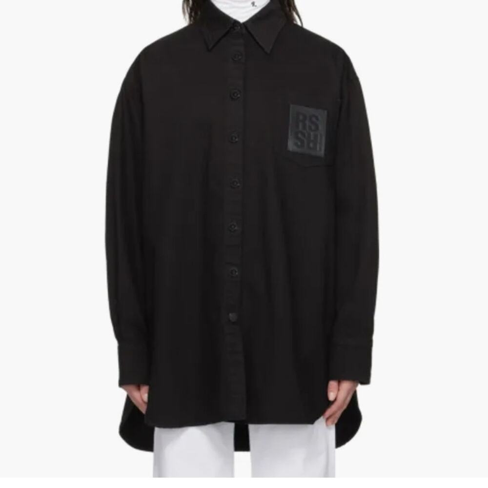 Raf Simons FW22 Black Oversized Denim Shirt Shacket size M Jacket Cotton Canvas